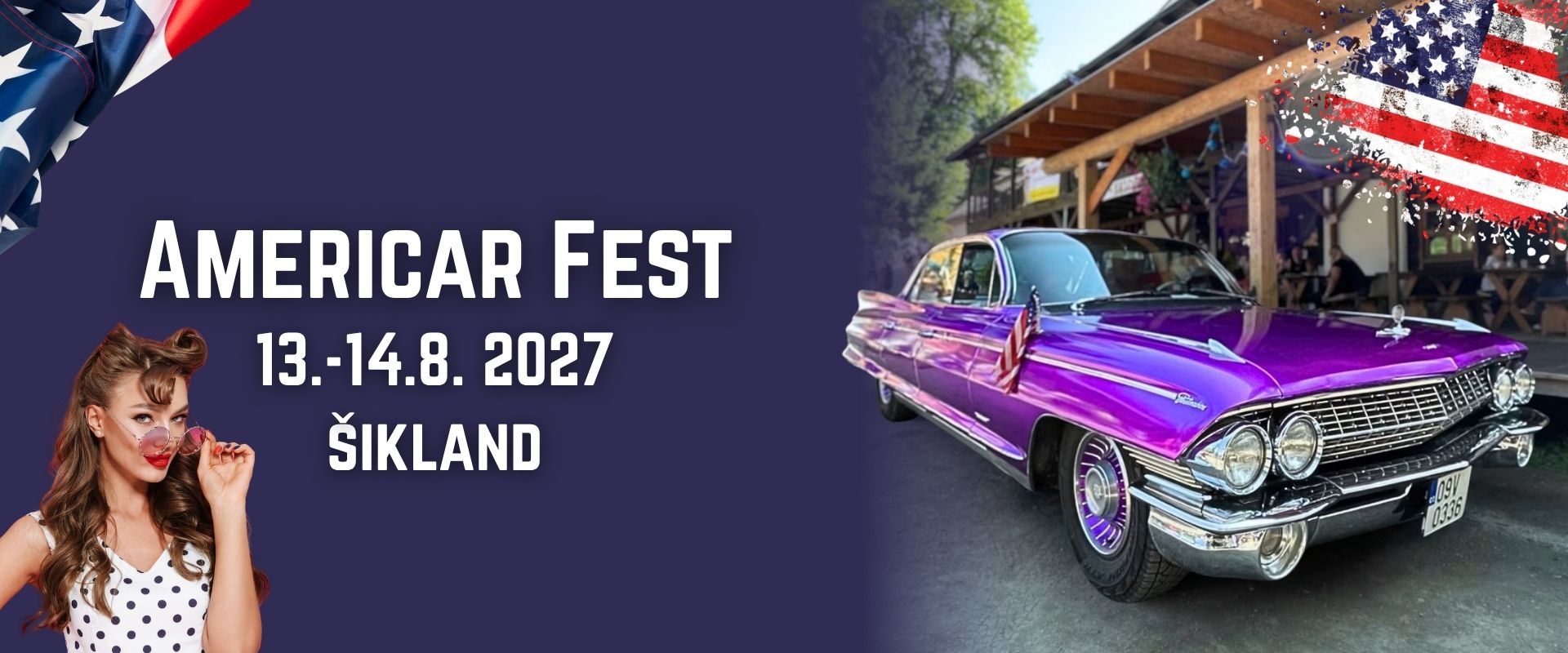 AmeriCAR Fest 2027 v Šiklandu na Vysočině. Termín: 13.–14. 8. 2027. Koncert kapely Queenie